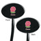 Roses Black Plastic 7" Stir Stick - Double Sided - Oval - Front & Back