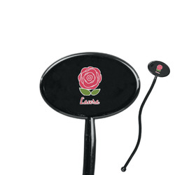 Roses 7" Oval Plastic Stir Sticks - Black - Double Sided (Personalized)
