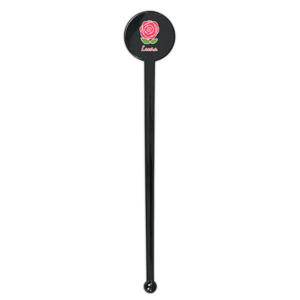 Roses Black Plastic 7" Stir Stick - Round - Single Stick