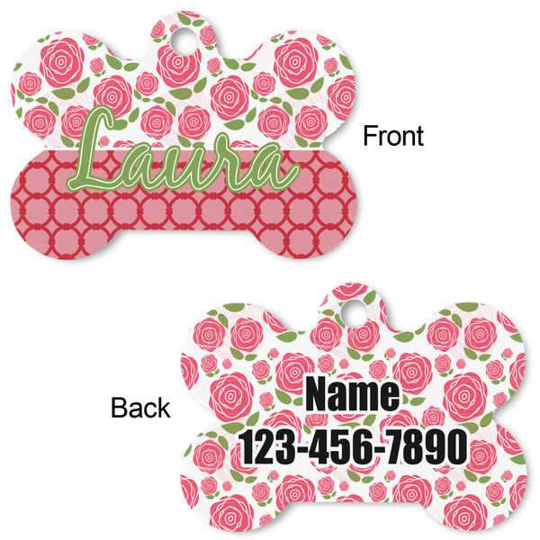 Roses Bone Shaped Dog ID Tag - Large - Approval