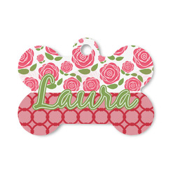 Roses Bone Shaped Dog ID Tag - Small (Personalized)