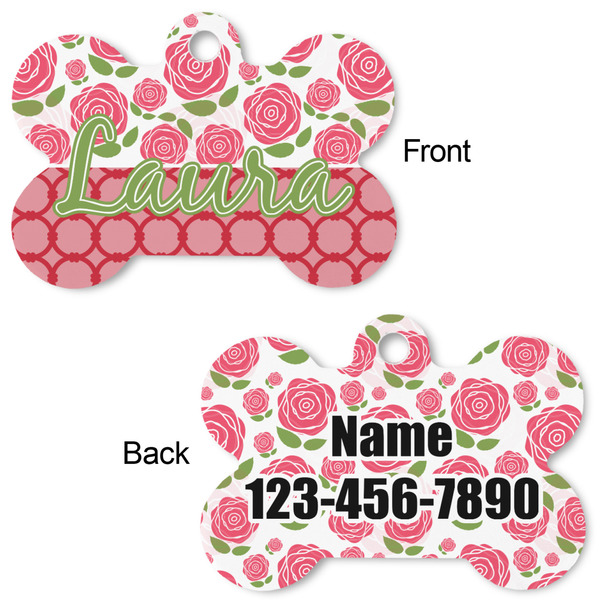 Roses Bone Shaped Dog Tag - Front & Back
