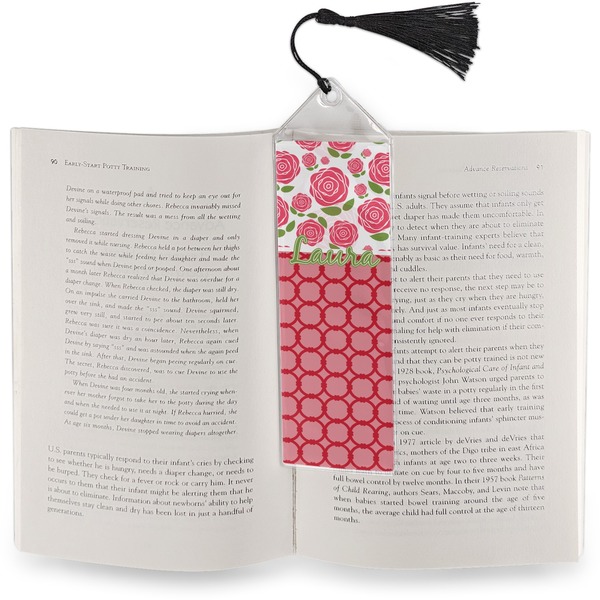 Roses Bookmark with tassel - In book