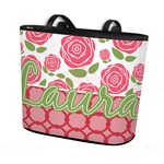 Roses Bucket Tote w/ Genuine Leather Trim (Personalized)
