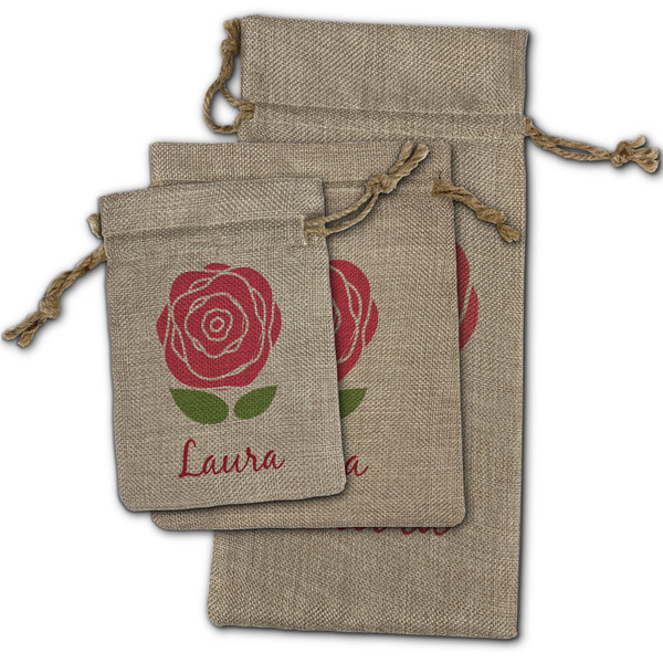 Roses Burlap Gift Bags - (PARENT MAIN) All Three