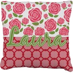 Roses Faux-Linen Throw Pillow 18" (Personalized)