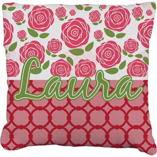 Custom Roses Faux-Linen Throw Pillow 18" (Personalized)