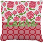 Roses Faux-Linen Throw Pillow 20" (Personalized)