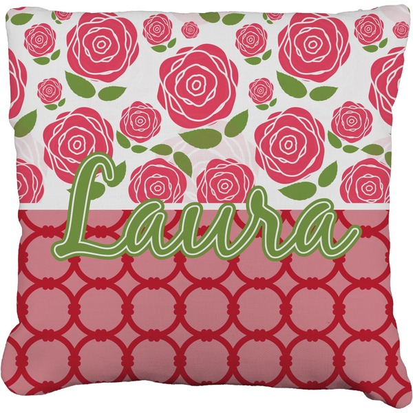 Custom Roses Faux-Linen Throw Pillow 20" (Personalized)