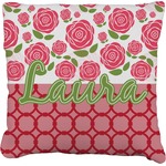 Roses Faux-Linen Throw Pillow 26" (Personalized)