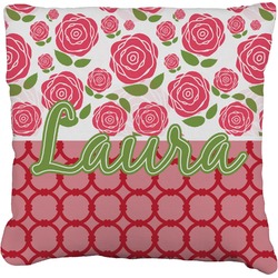 Roses Faux-Linen Throw Pillow 26" (Personalized)