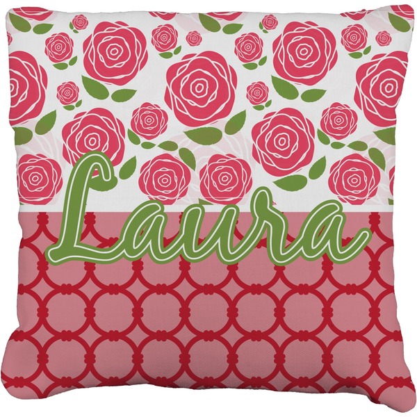 Custom Roses Faux-Linen Throw Pillow 26" (Personalized)
