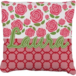 Roses Faux-Linen Throw Pillow (Personalized)