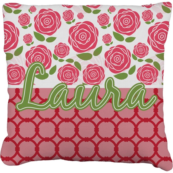 Custom Roses Faux-Linen Throw Pillow (Personalized)