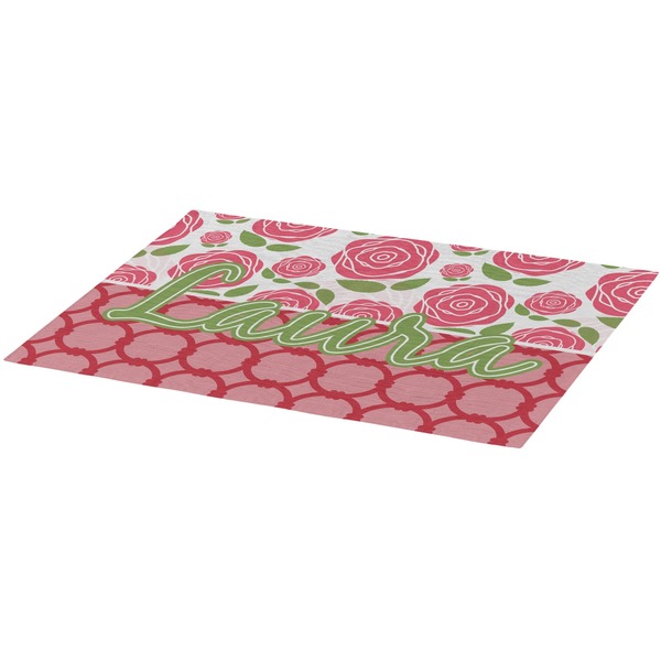 Roses Burlap Placemat (Angle View)