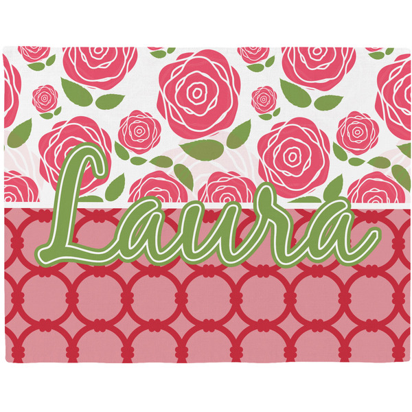 Custom Roses Woven Fabric Placemat - Twill w/ Name or Text