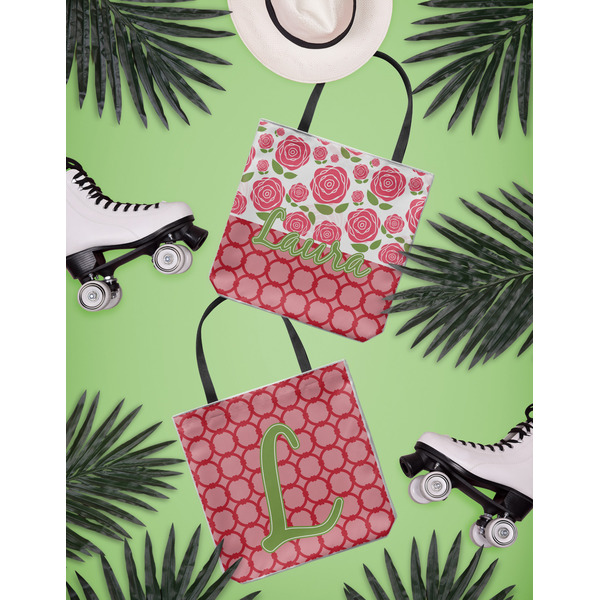 Roses Canvas Tote Lifestyle Front and Back- 13x13