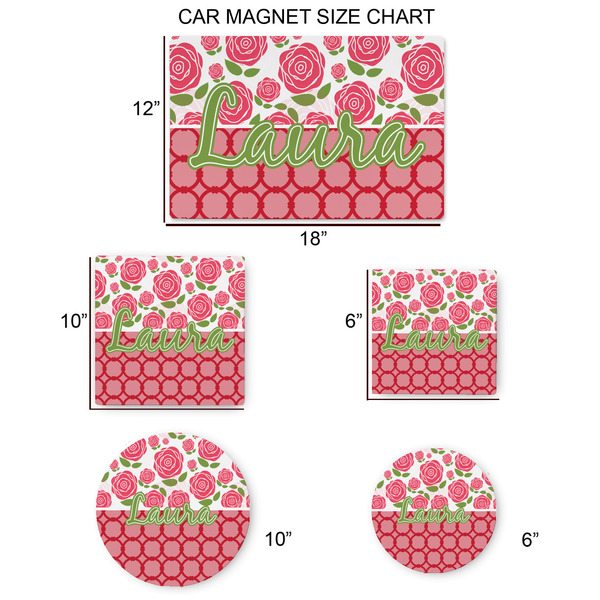 Roses Car Magnets - SIZE CHART