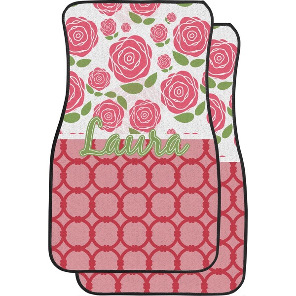 Custom Roses Car Floor Mats (Front Seat) (Personalized)