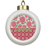 Roses Ceramic Ball Ornament (Personalized)