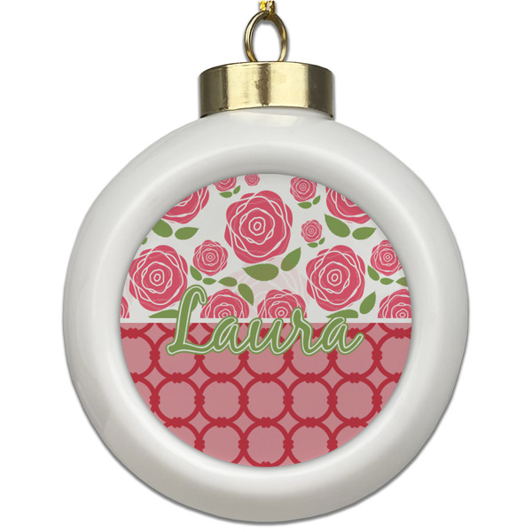 Custom Roses Ceramic Ball Ornament (Personalized)
