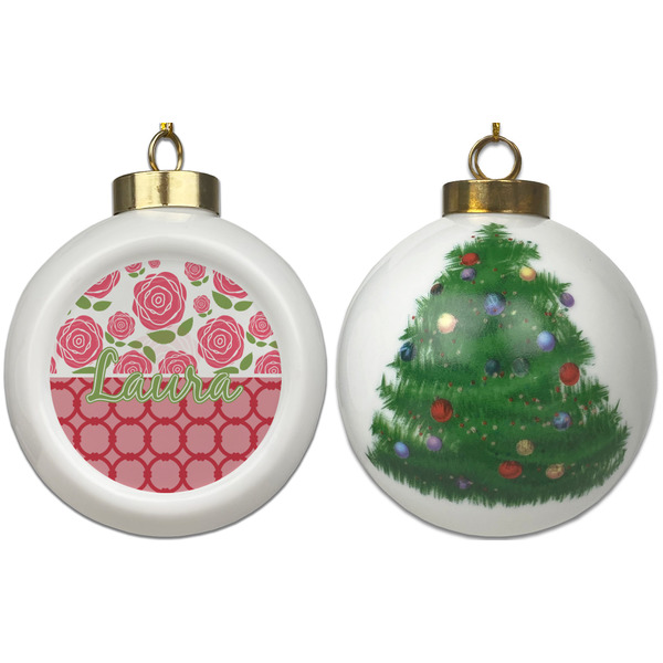 Roses Ceramic Christmas Ornament - X-Mas Tree (APPROVAL)