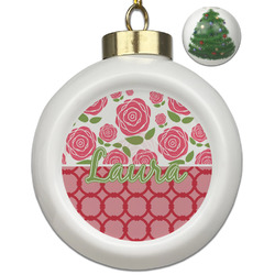 Roses Ceramic Ball Ornament - Christmas Tree (Personalized)