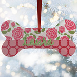 Roses Ceramic Dog Ornament w/ Name or Text