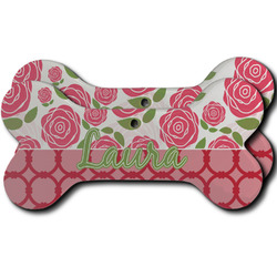 Roses Ceramic Dog Ornament - Front & Back w/ Name or Text