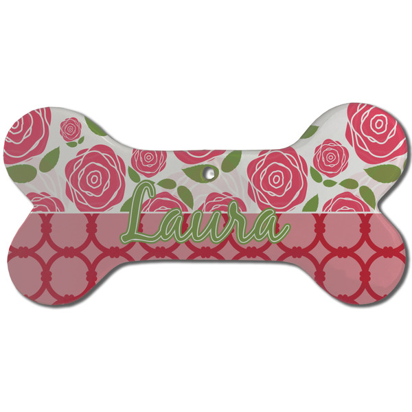 Roses Ceramic Flat Ornament - Bone Front