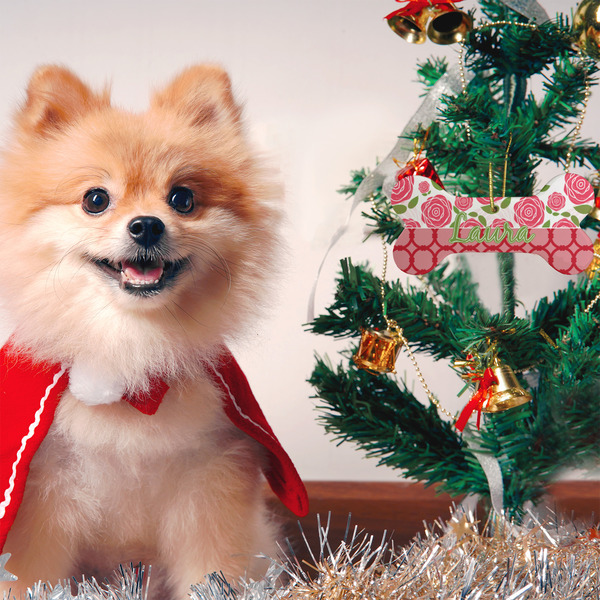 Roses Ceramic Flat Ornament - Bone (LIFESTYLE)