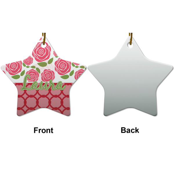 Roses Ceramic Flat Ornament - Star Front & Back (APPROVAL)