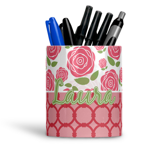 Custom Roses Ceramic Pen Holder