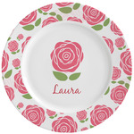 Roses Ceramic Dinner Plates (Set of 4) (Personalized)