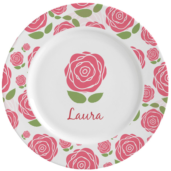 Custom Roses Ceramic Dinner Plates (Set of 4) (Personalized)