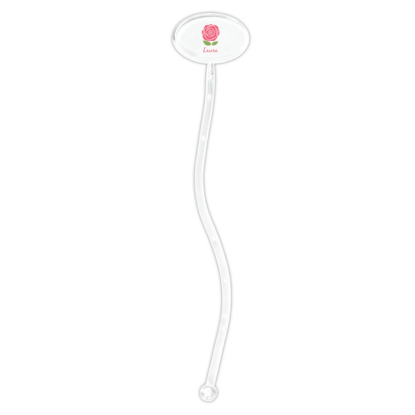 Roses Clear Plastic 7" Stir Stick - Oval - Single Stick