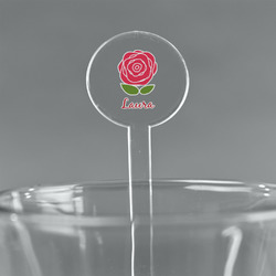 Roses 7" Round Plastic Stir Sticks - Clear (Personalized)