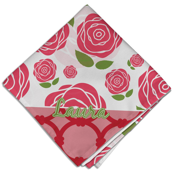 Custom Roses Cloth Dinner Napkin - Single w/ Name or Text