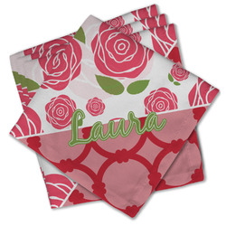 Roses Cloth Cocktail Napkins - Set of 4 w/ Name or Text