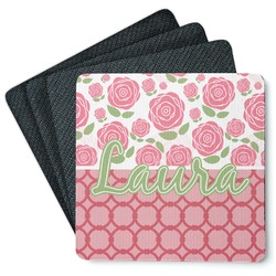 Roses Square Rubber Backed Coasters - Set of 4 (Personalized)