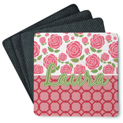 Roses Square Rubber Backed Coasters - Set of 4 (Personalized)