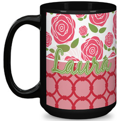 Roses 15 Oz Coffee Mug - Black (Personalized)