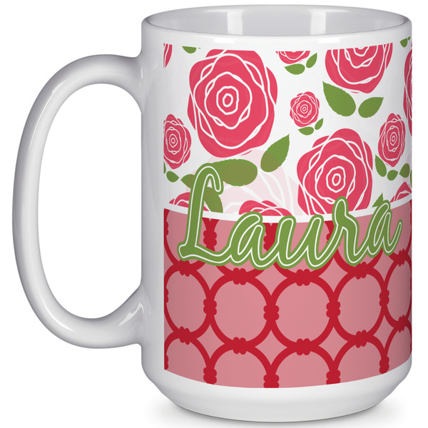 Custom Roses 15 Oz Coffee Mug - White (Personalized)