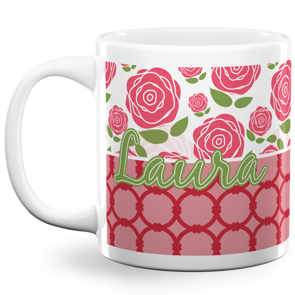 Custom Roses 20 Oz Coffee Mug - White (Personalized)