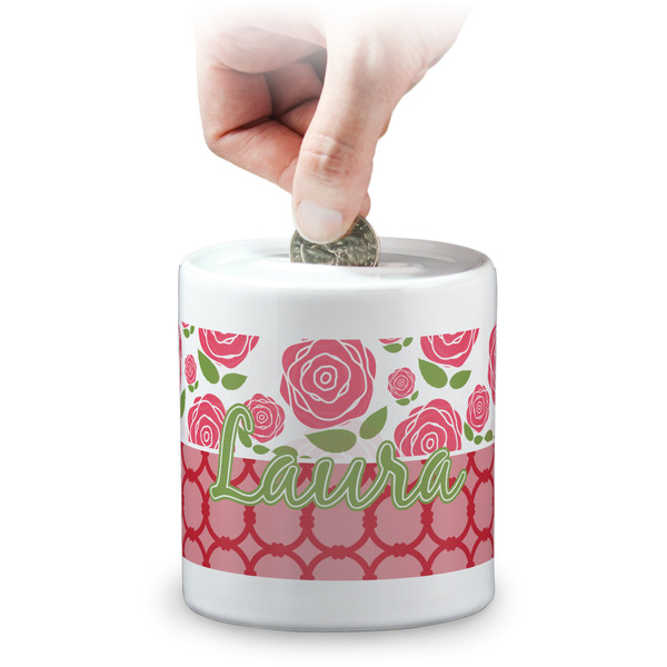 Custom Roses Coin Bank (Personalized)