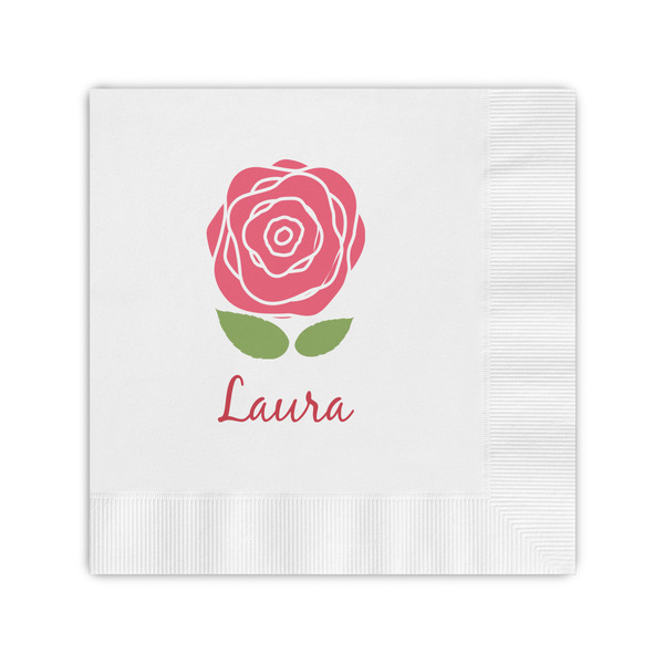 Custom Roses Coined Cocktail Napkins (Personalized)