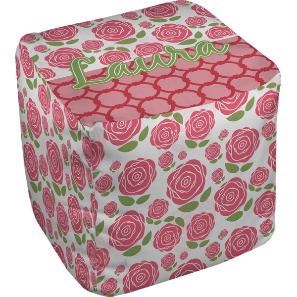 Custom Roses Cube Pouf Ottoman - 18" (Personalized)
