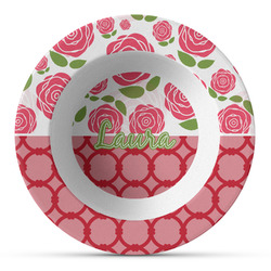 Roses Plastic Bowl - Microwave Safe - Composite Polymer (Personalized)