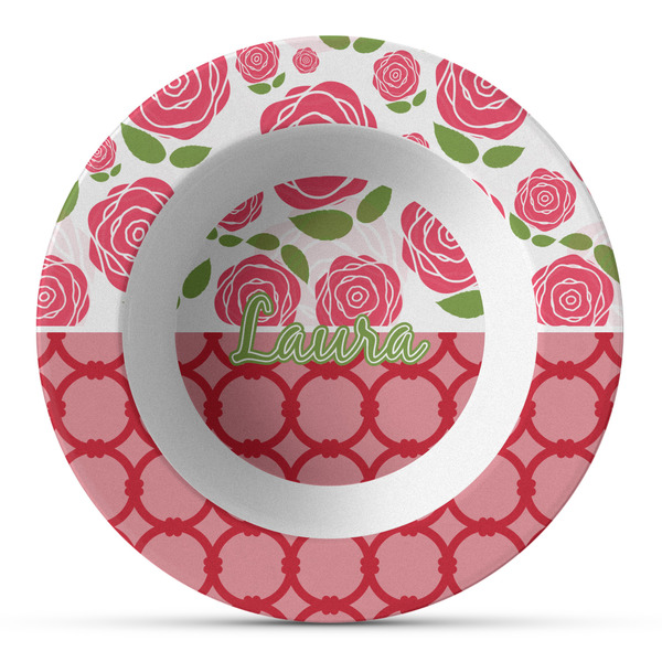 Custom Roses Plastic Bowl - Microwave Safe - Composite Polymer (Personalized)