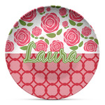 Roses Microwave Safe Plastic Plate - Composite Polymer (Personalized)